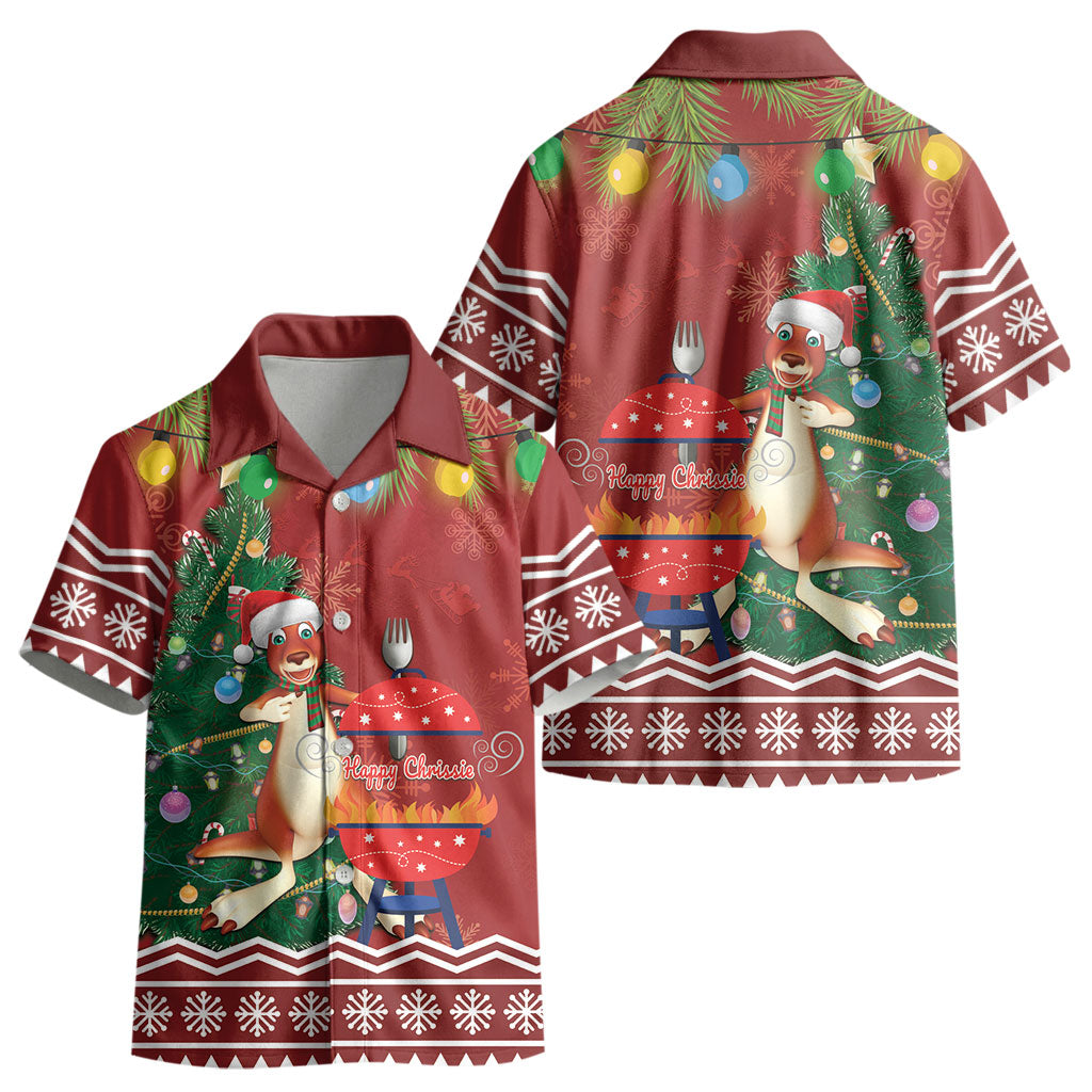 Australia Christmas In July Kid Hawaiian Shirt Happy Chrissie Kangaroo Barbie LT22