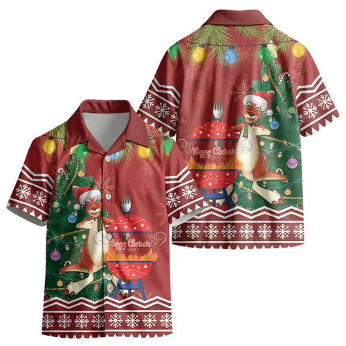Australia Christmas In July Kid Hawaiian Shirt Happy Chrissie Kangaroo Barbie LT22