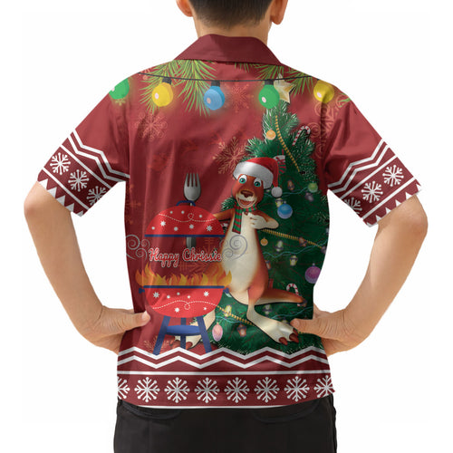 Australia Christmas In July Kid Hawaiian Shirt Happy Chrissie Kangaroo Barbie LT22