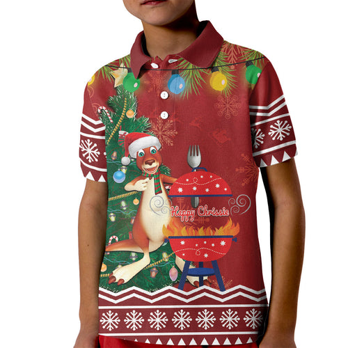 Australia Christmas In July Kid Polo Shirt Happy Chrissie Kangaroo Barbie