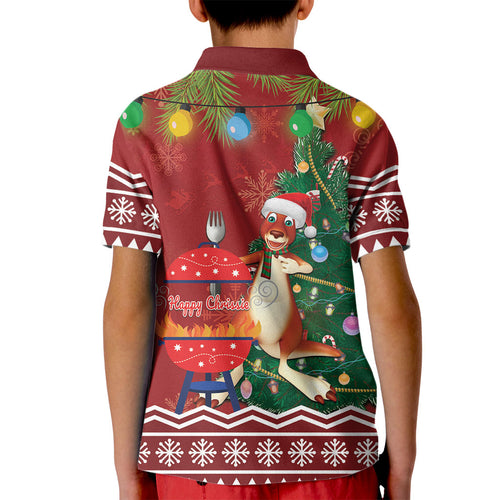 Australia Christmas In July Kid Polo Shirt Happy Chrissie Kangaroo Barbie