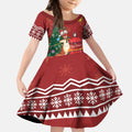 Australia Christmas In July Kid Short Sleeve Dress Happy Chrissie Kangaroo Barbie