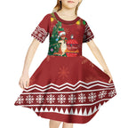 Australia Christmas In July Kid Short Sleeve Dress Happy Chrissie Kangaroo Barbie