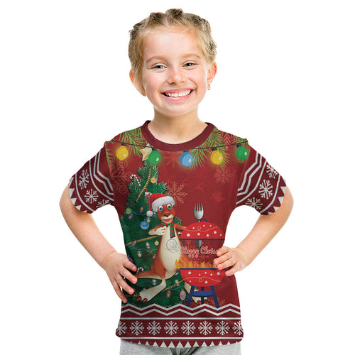 Australia Christmas In July Kid T Shirt Happy Chrissie Kangaroo Barbie