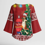 Australia Christmas In July Kimono Sleeve Blouse Happy Chrissie Kangaroo Barbie