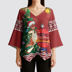 Australia Christmas In July Kimono Sleeve Blouse Happy Chrissie Kangaroo Barbie