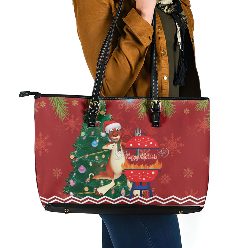 Australia Christmas In July Leather Tote Bag Happy Chrissie Kangaroo Barbie