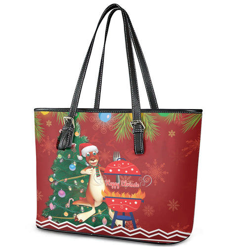 Australia Christmas In July Leather Tote Bag Happy Chrissie Kangaroo Barbie