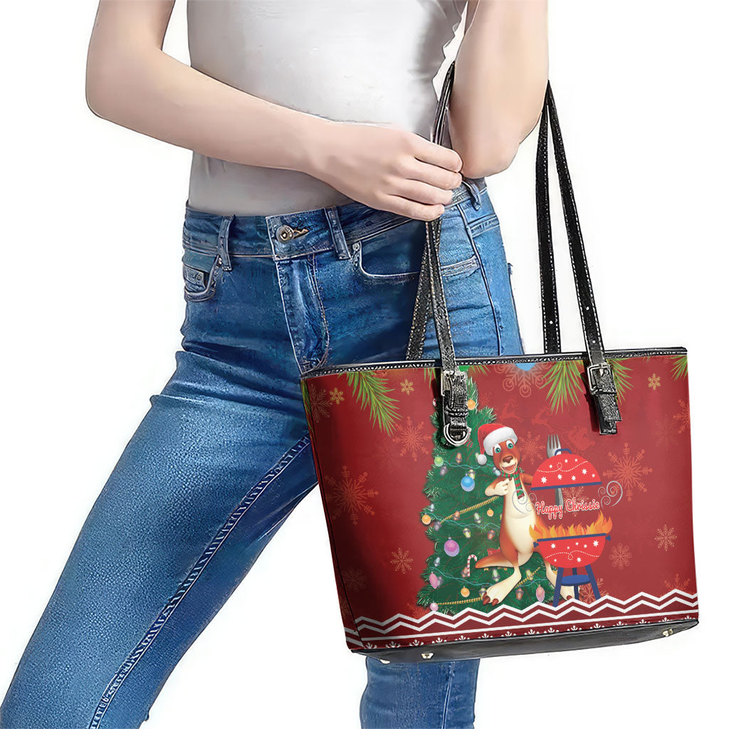 Australia Christmas In July Leather Tote Bag Happy Chrissie Kangaroo Barbie