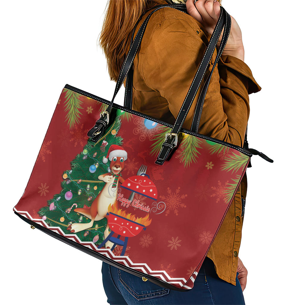 Australia Christmas In July Leather Tote Bag Happy Chrissie Kangaroo Barbie