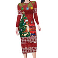 Australia Christmas In July Long Sleeve Bodycon Dress Happy Chrissie Kangaroo Barbie