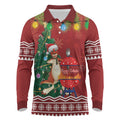 Australia Christmas In July Long Sleeve Polo Shirt Happy Chrissie Kangaroo Barbie