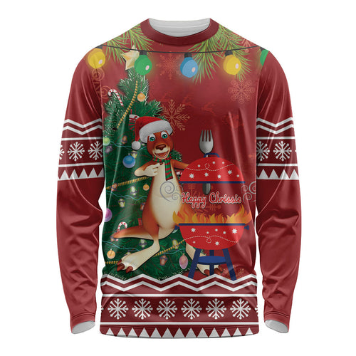 Australia Christmas In July Long Sleeve Shirt Happy Chrissie Kangaroo Barbie