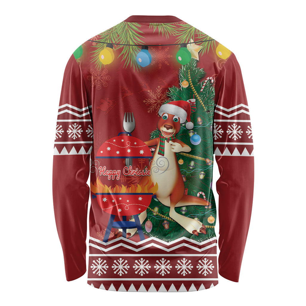 Australia Christmas In July Long Sleeve Shirt Happy Chrissie Kangaroo Barbie