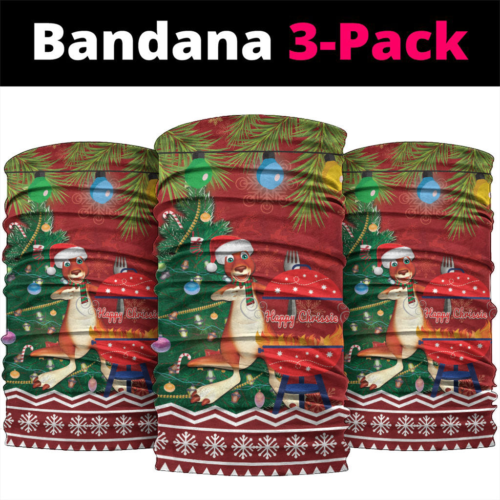 Australia Christmas In July Neck Gaiter Happy Chrissie Kangaroo Barbie