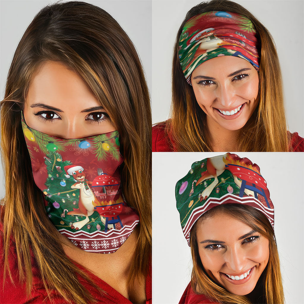 Australia Christmas In July Neck Gaiter Happy Chrissie Kangaroo Barbie