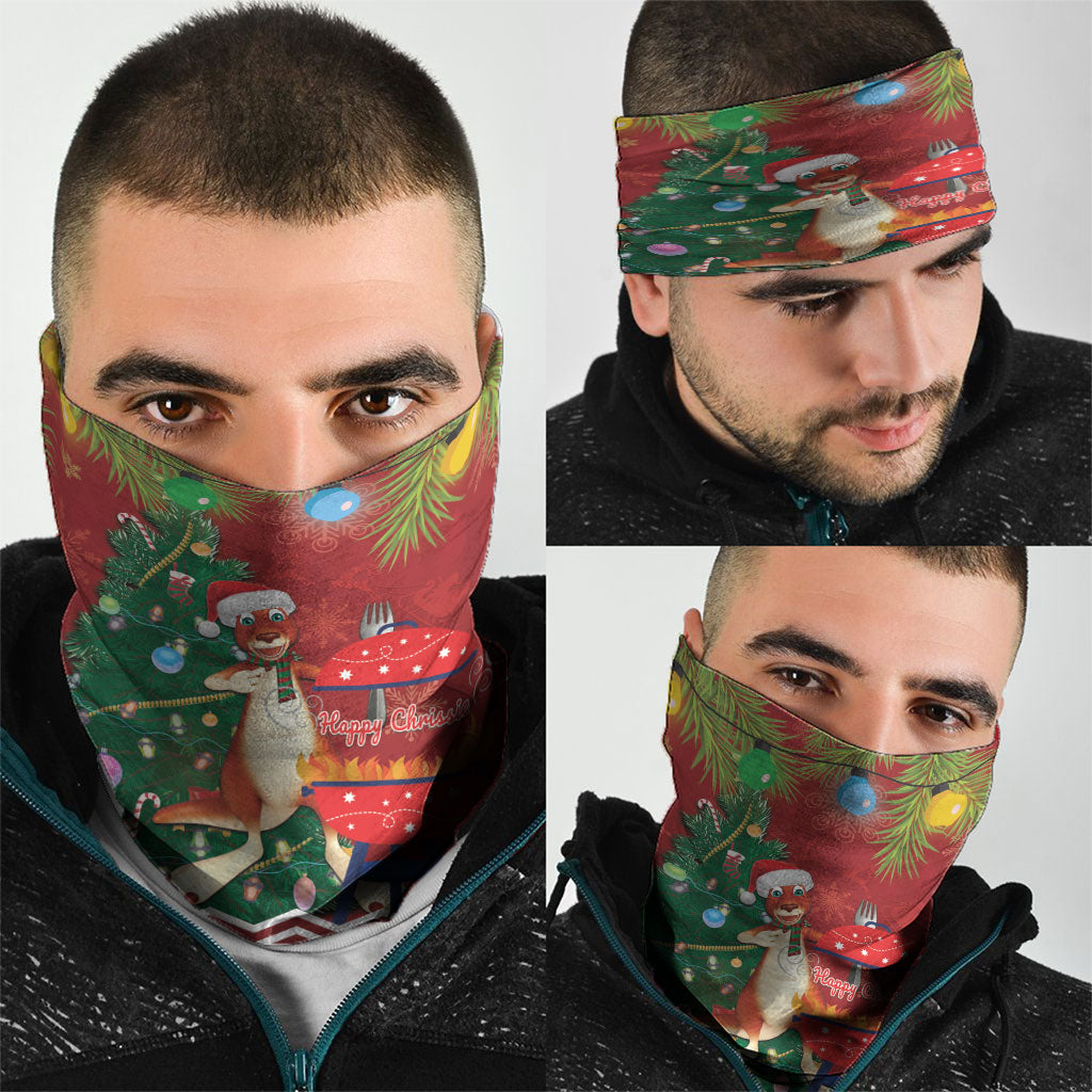 Australia Christmas In July Neck Gaiter Happy Chrissie Kangaroo Barbie