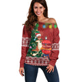Australia Christmas In July Off Shoulder Sweater Happy Chrissie Kangaroo Barbie