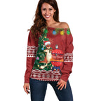 Australia Christmas In July Off Shoulder Sweater Happy Chrissie Kangaroo Barbie