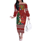 Australia Christmas In July Off The Shoulder Long Sleeve Dress Happy Chrissie Kangaroo Barbie