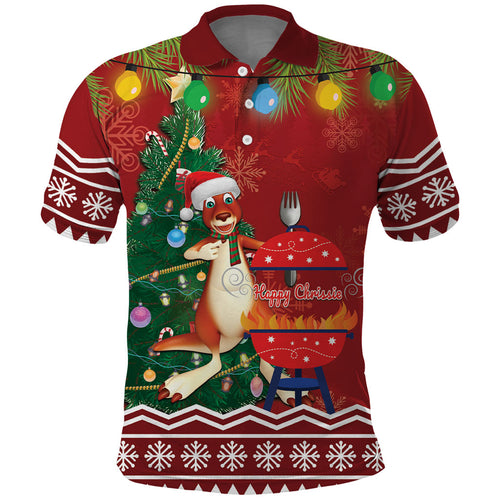 Australia Christmas In July Polo Shirt Happy Chrissie Kangaroo Barbie