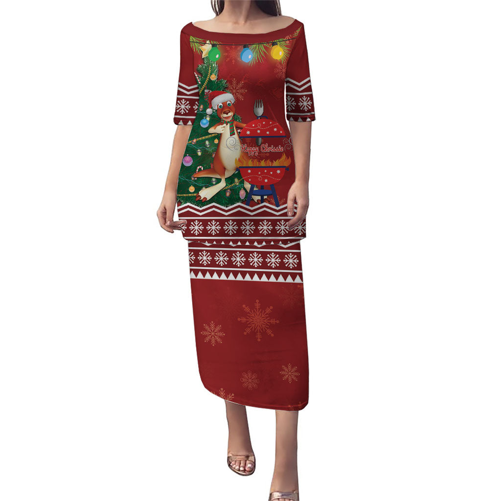 Australia Christmas In July Puletasi Happy Chrissie Kangaroo Barbie