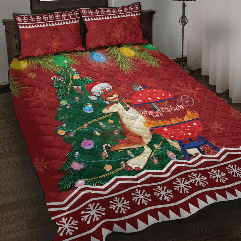 Australia Christmas In July Quilt Bed Set Happy Chrissie Kangaroo Barbie