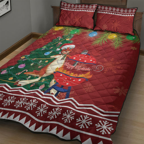 Australia Christmas In July Quilt Bed Set Happy Chrissie Kangaroo Barbie
