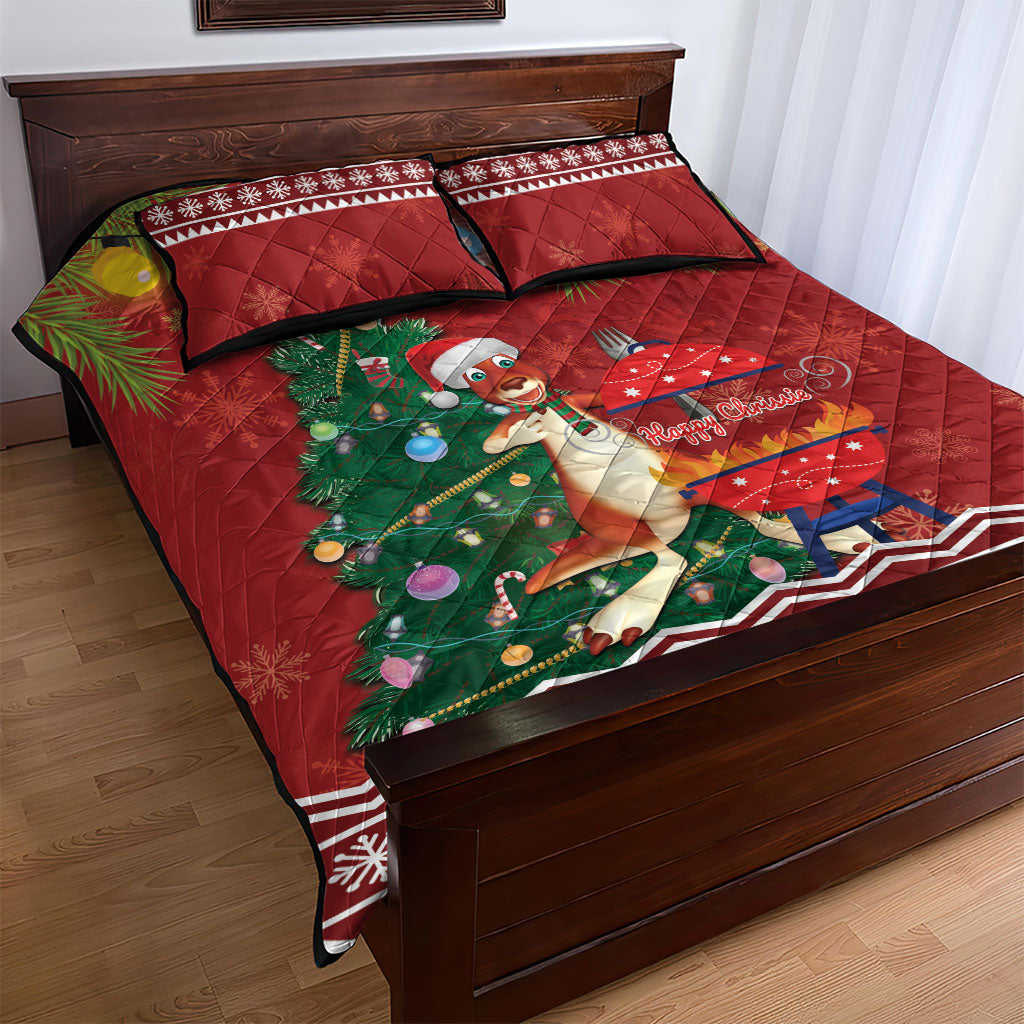 Australia Christmas In July Quilt Bed Set Happy Chrissie Kangaroo Barbie