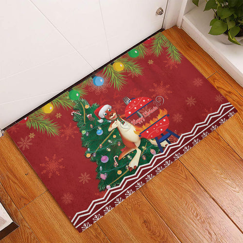 Australia Christmas In July Rubber Doormat Happy Chrissie Kangaroo Barbie