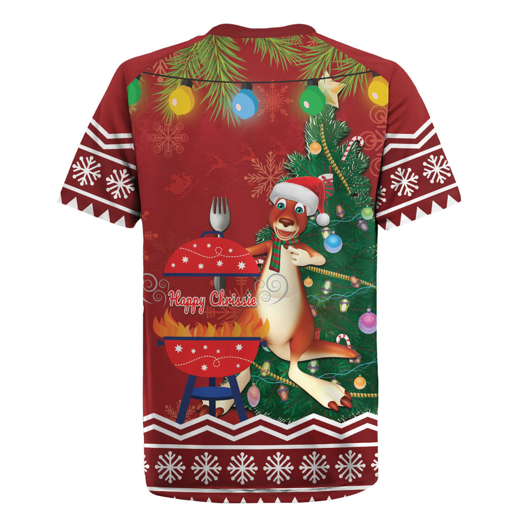 Australia Christmas In July Rugby Jersey Happy Chrissie Kangaroo Barbie