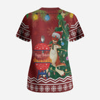 Australia Christmas In July Scrub Top Happy Chrissie Kangaroo Barbie