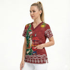 Australia Christmas In July Scrub Top Happy Chrissie Kangaroo Barbie