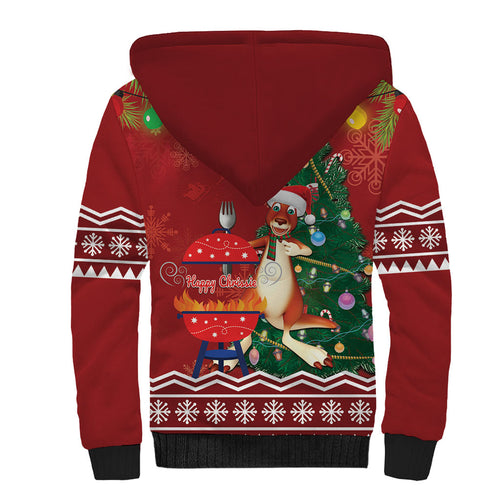 Australia Christmas In July Sherpa Hoodie Happy Chrissie Kangaroo Barbie