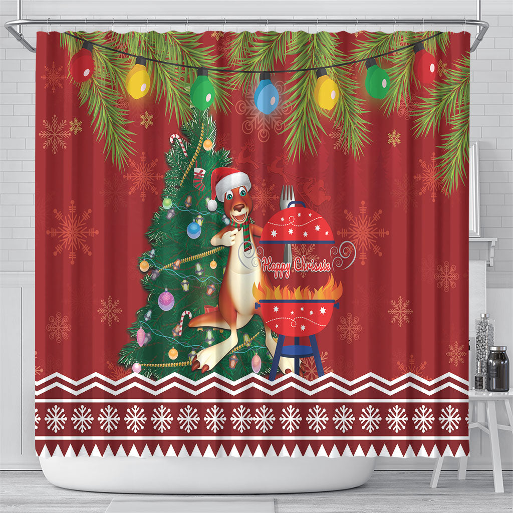 Australia Christmas In July Shower Curtain Happy Chrissie Kangaroo Barbie
