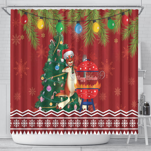 Australia Christmas In July Shower Curtain Happy Chrissie Kangaroo Barbie