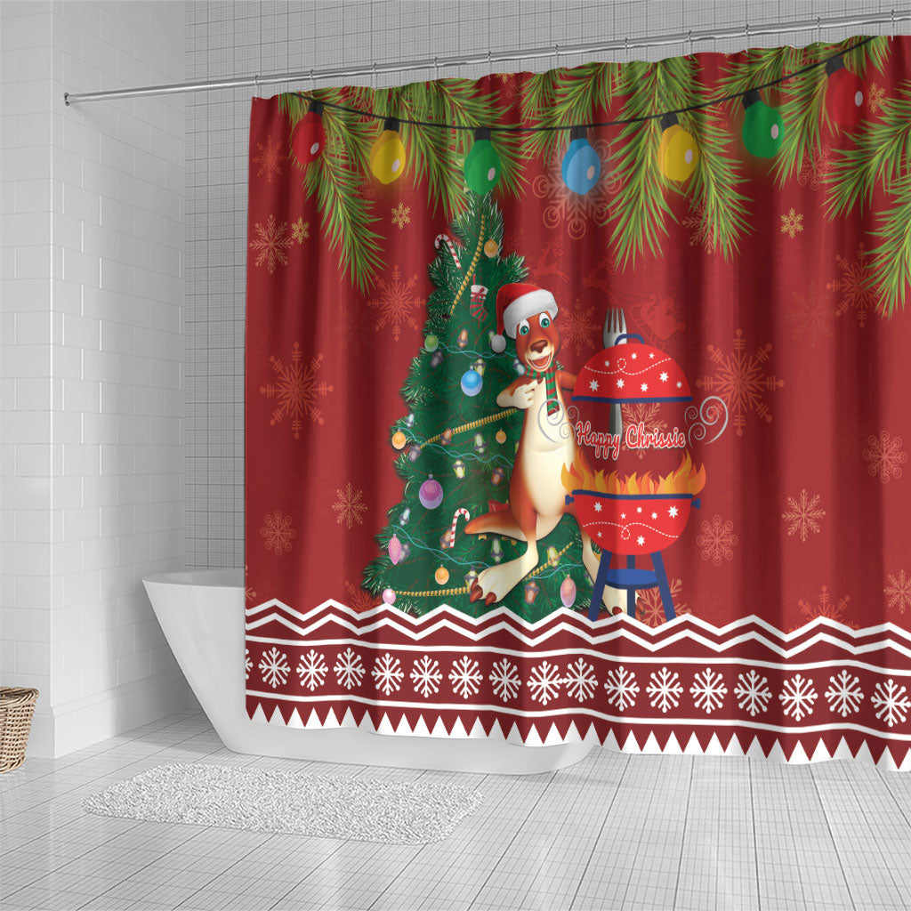Australia Christmas In July Shower Curtain Happy Chrissie Kangaroo Barbie