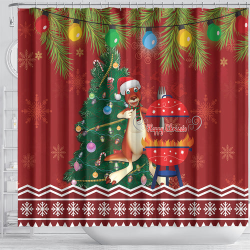Australia Christmas In July Shower Curtain Happy Chrissie Kangaroo Barbie