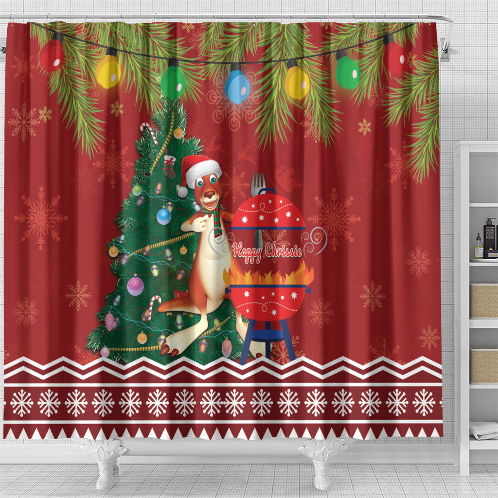 Australia Christmas In July Shower Curtain Happy Chrissie Kangaroo Barbie