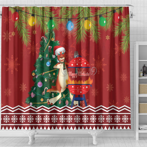 Australia Christmas In July Shower Curtain Happy Chrissie Kangaroo Barbie