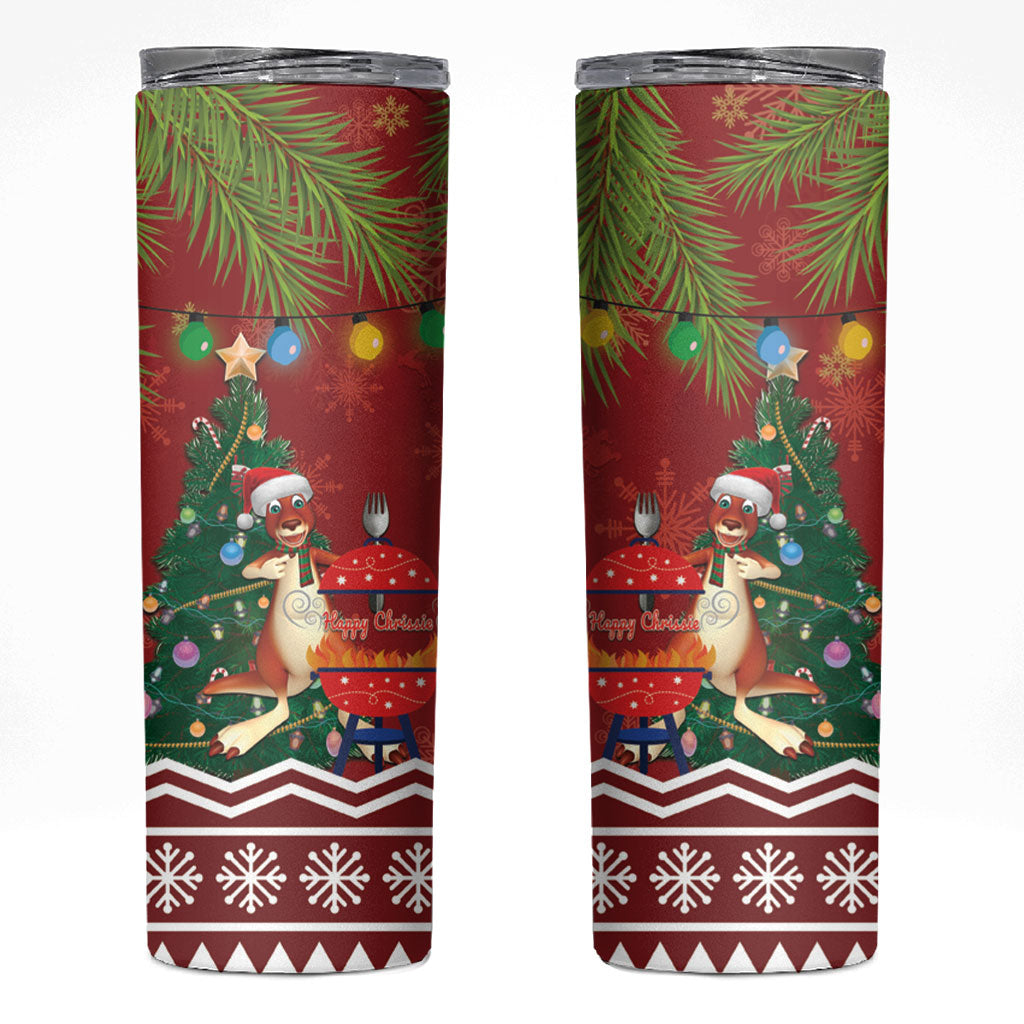 Australia Christmas In July Skinny Tumbler Happy Chrissie Kangaroo Barbie