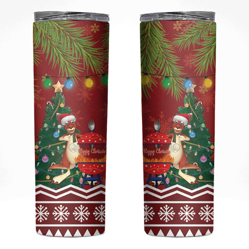 Australia Christmas In July Skinny Tumbler Happy Chrissie Kangaroo Barbie