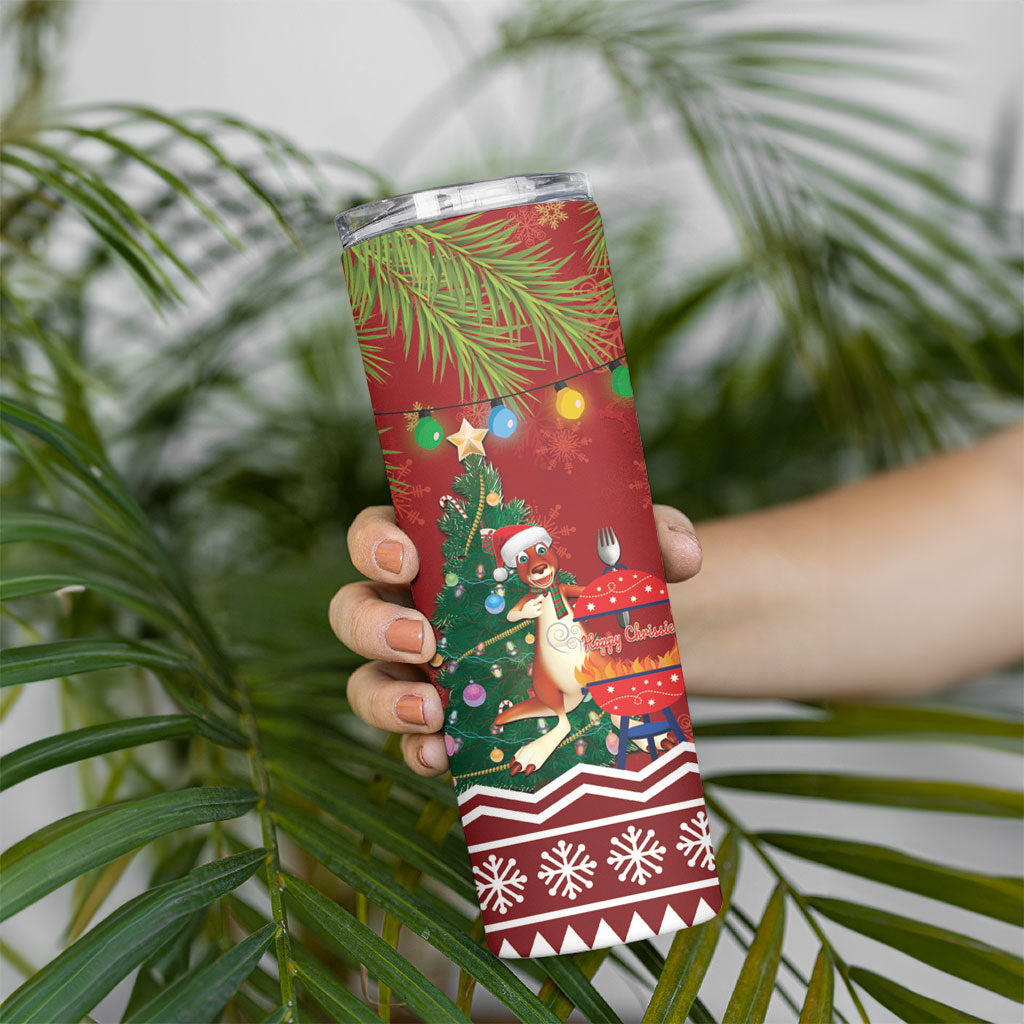 Australia Christmas In July Skinny Tumbler Happy Chrissie Kangaroo Barbie