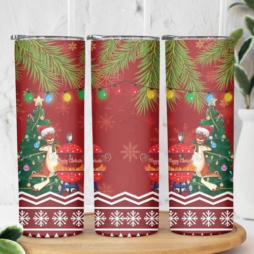 Australia Christmas In July Skinny Tumbler Happy Chrissie Kangaroo Barbie