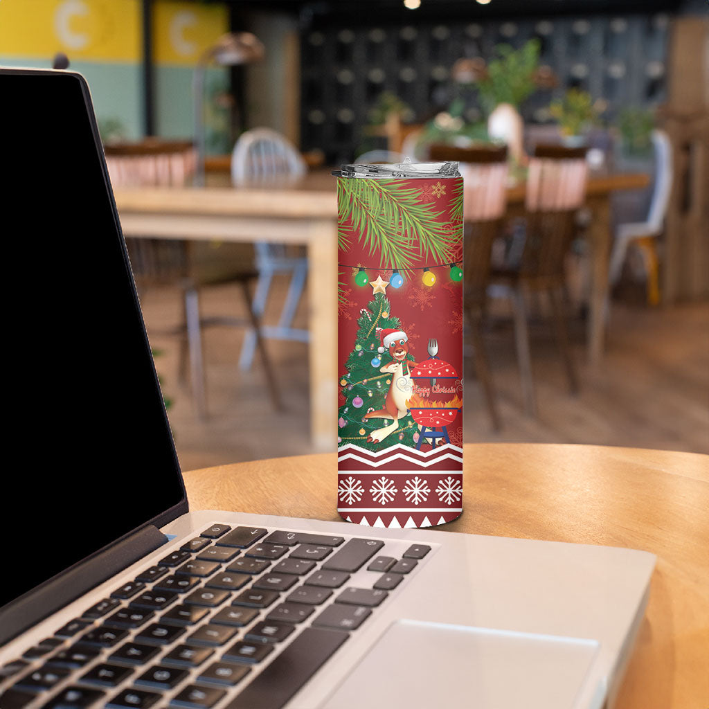 Australia Christmas In July Skinny Tumbler Happy Chrissie Kangaroo Barbie