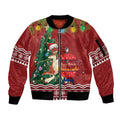 Australia Christmas In July Sleeve Zip Bomber Jacket Happy Chrissie Kangaroo Barbie