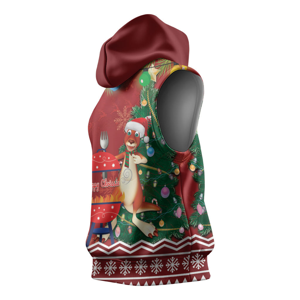 Australia Christmas In July Sleeveless Hoodie Happy Chrissie Kangaroo Barbie