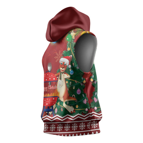 Australia Christmas In July Sleeveless Hoodie Happy Chrissie Kangaroo Barbie