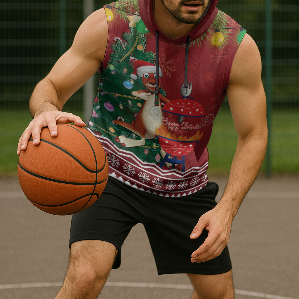 Australia Christmas In July Sleeveless Hoodie Happy Chrissie Kangaroo Barbie