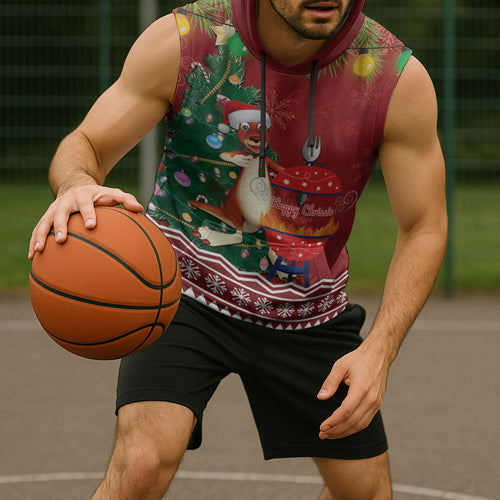 Australia Christmas In July Sleeveless Hoodie Happy Chrissie Kangaroo Barbie